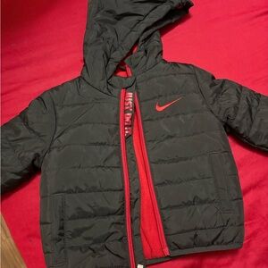 Nike Kids Puffer Jacket in Black and Red